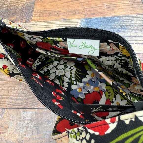 Vera Bradley Black Floral Quilted Shoulder Bag with Red, Yellow & Green Accents - Picture 8 of 8
